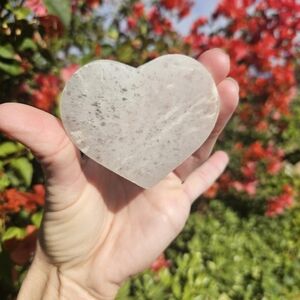 Heart-Shaped White Selenite Crystal Charging Plate